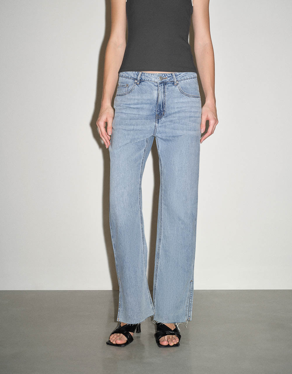 Split Hem Straight Jeans