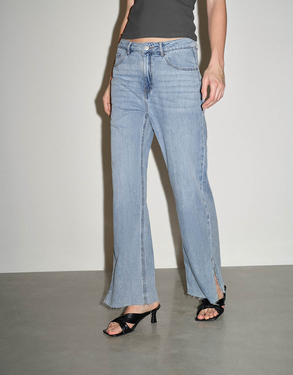 Split Hem Straight Jeans