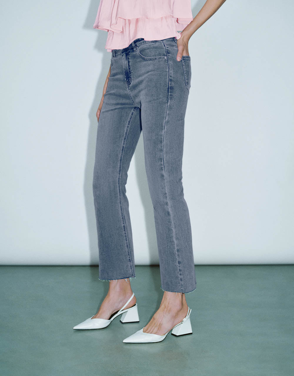 Raw Hem Flare Jeans