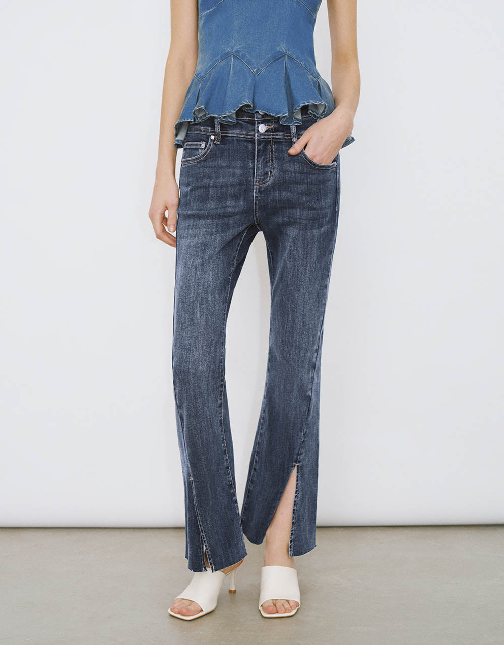 Split Hem Flare Jeans