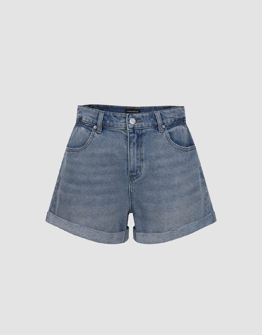 Rolled Up Hem Denim Shorts