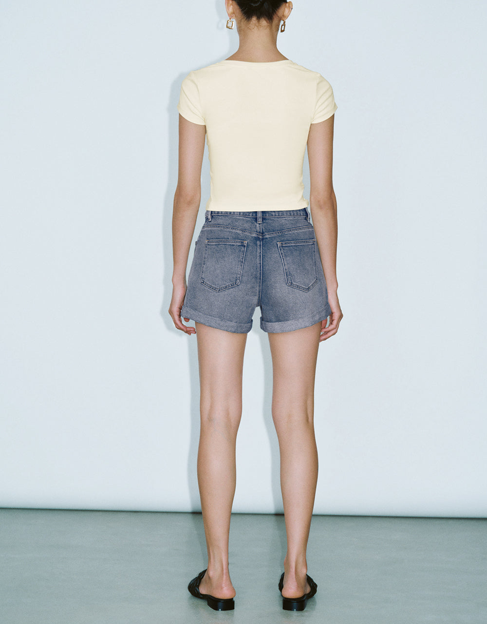 Rolled Up Hem Denim Shorts