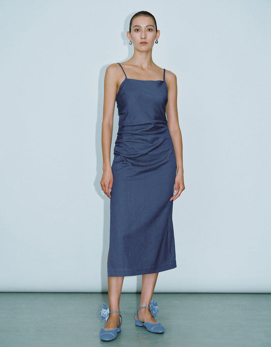 Ruched Cami Denim Dress