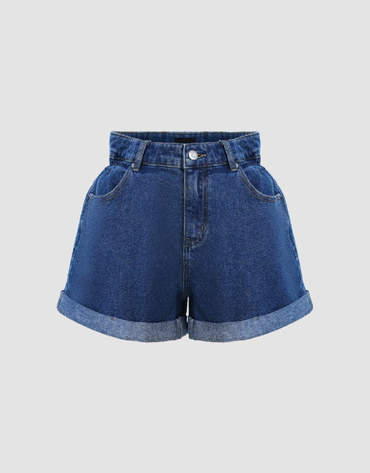 Rolled Up Hem Denim Shorts