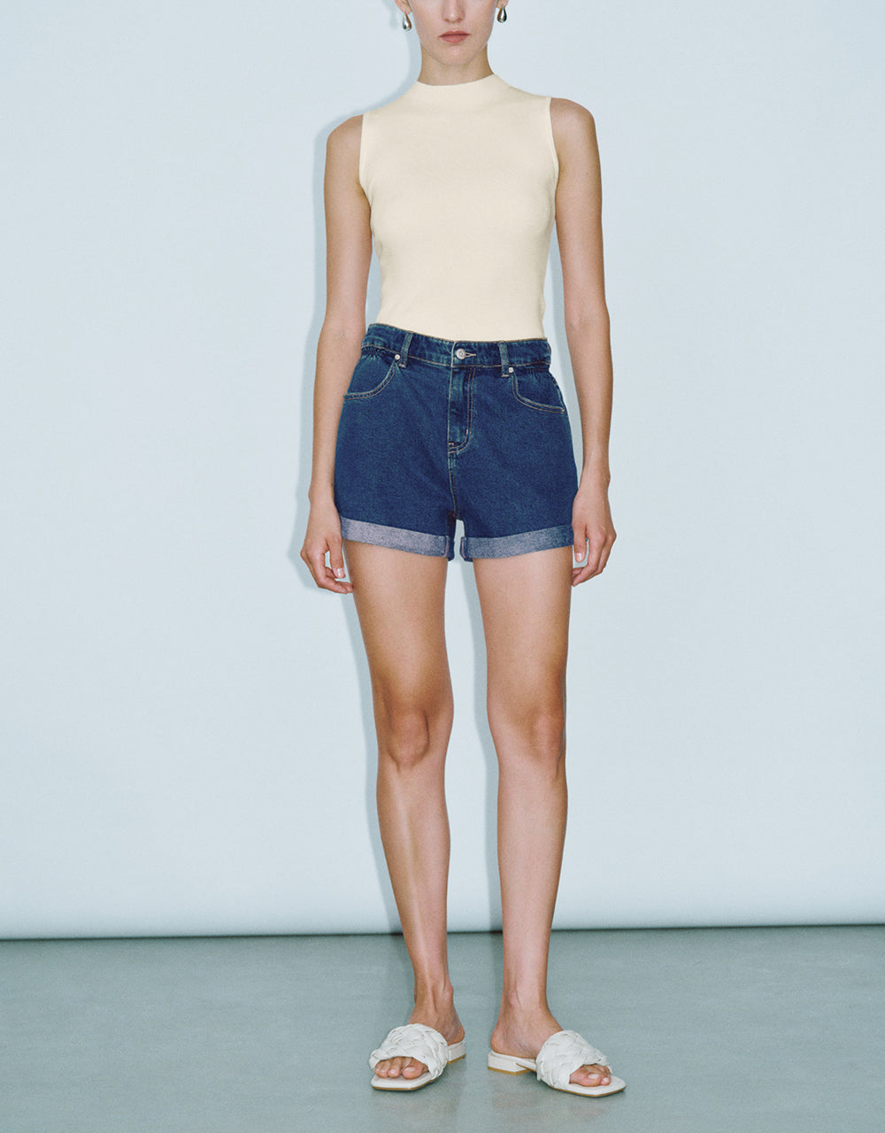 Rolled Up Hem Denim Shorts