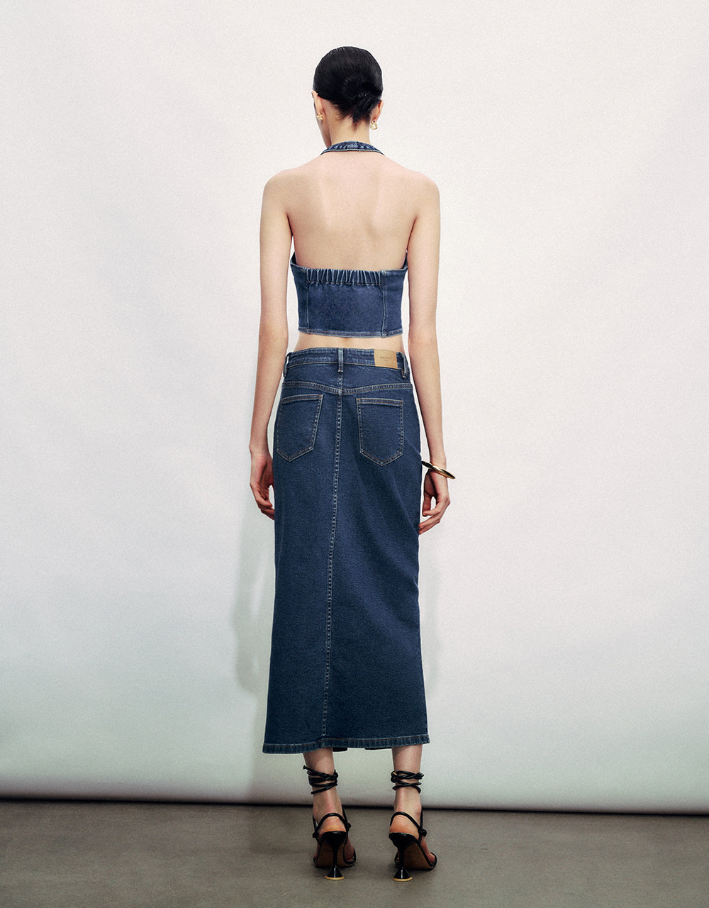 Split Hem Straight Denim Skirt