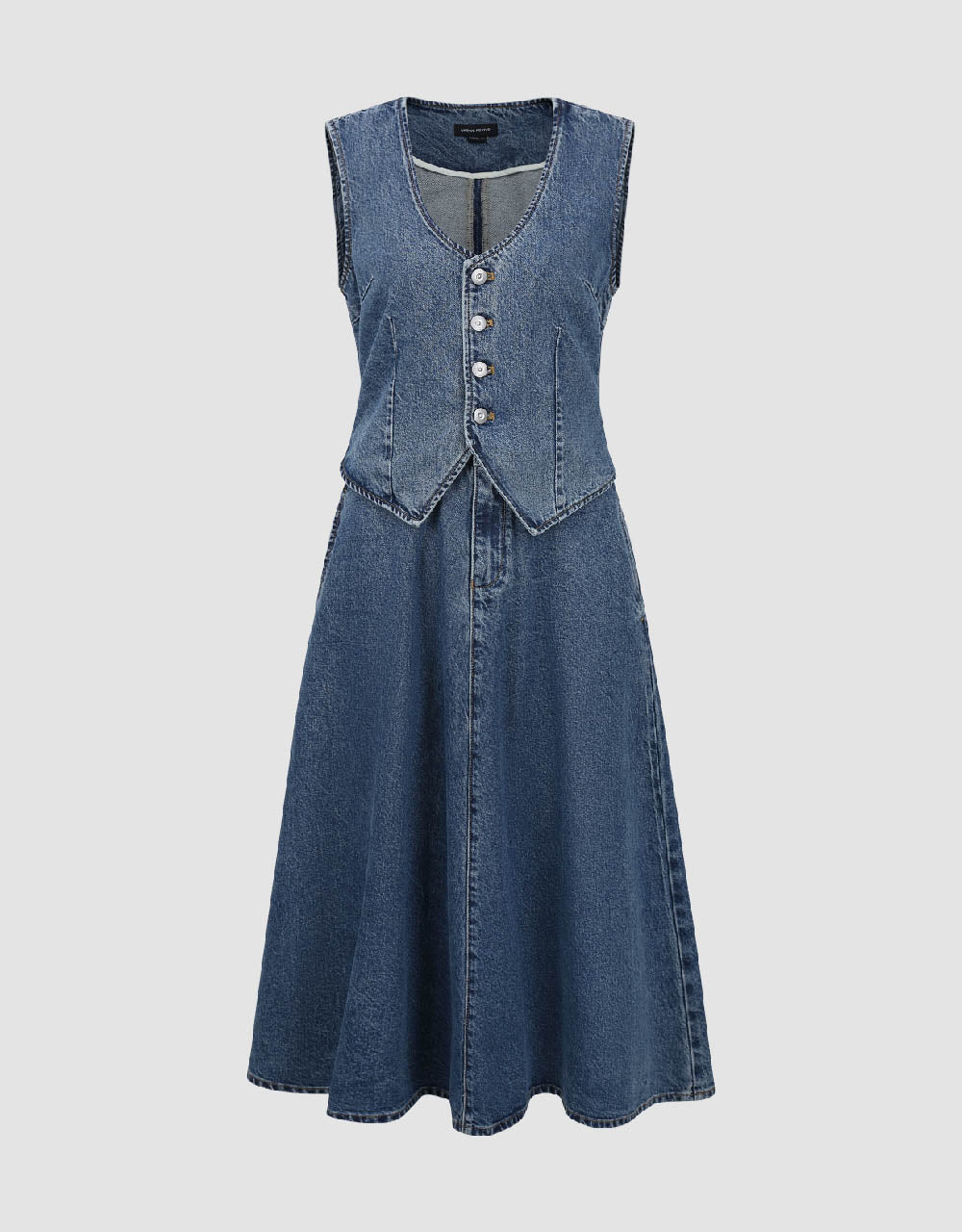 Sleeveless V-Neck Denim Dress