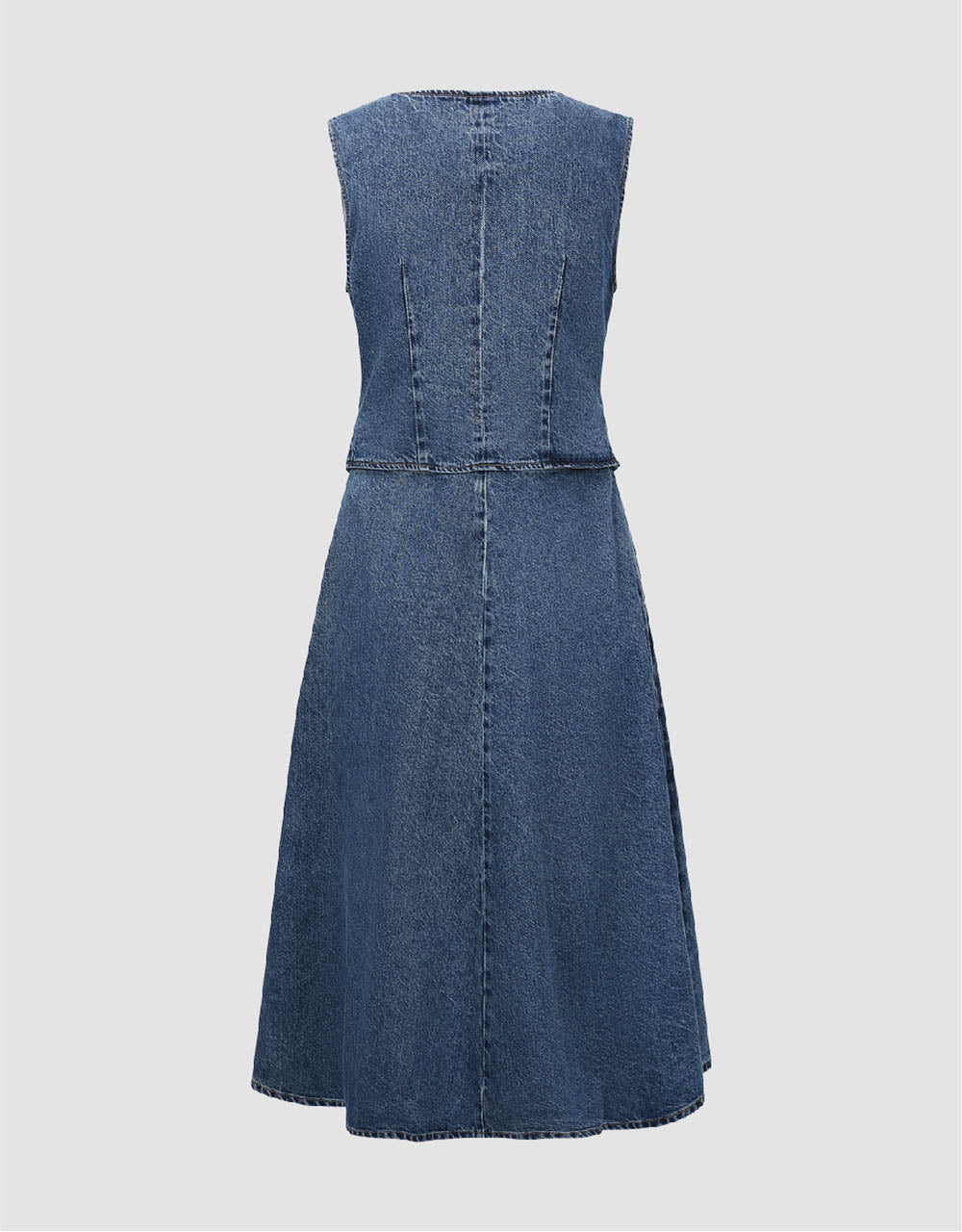 Sleeveless V-Neck Denim Dress