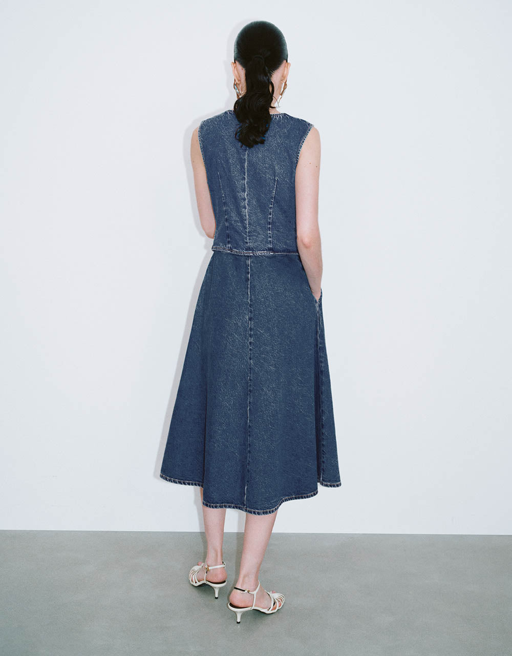 Sleeveless V-Neck Denim Dress