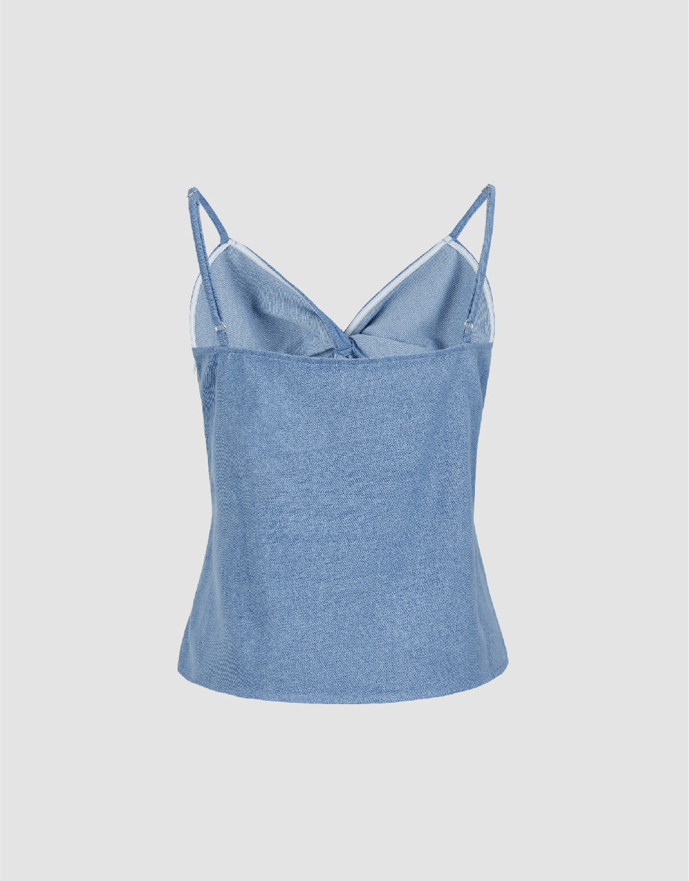 Twist Front V-Neck Denim Cami Top