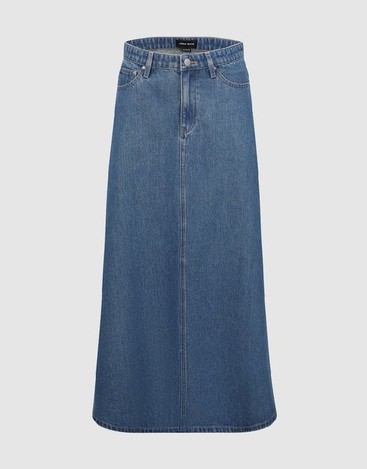 Midi A-Line Denim Skirt