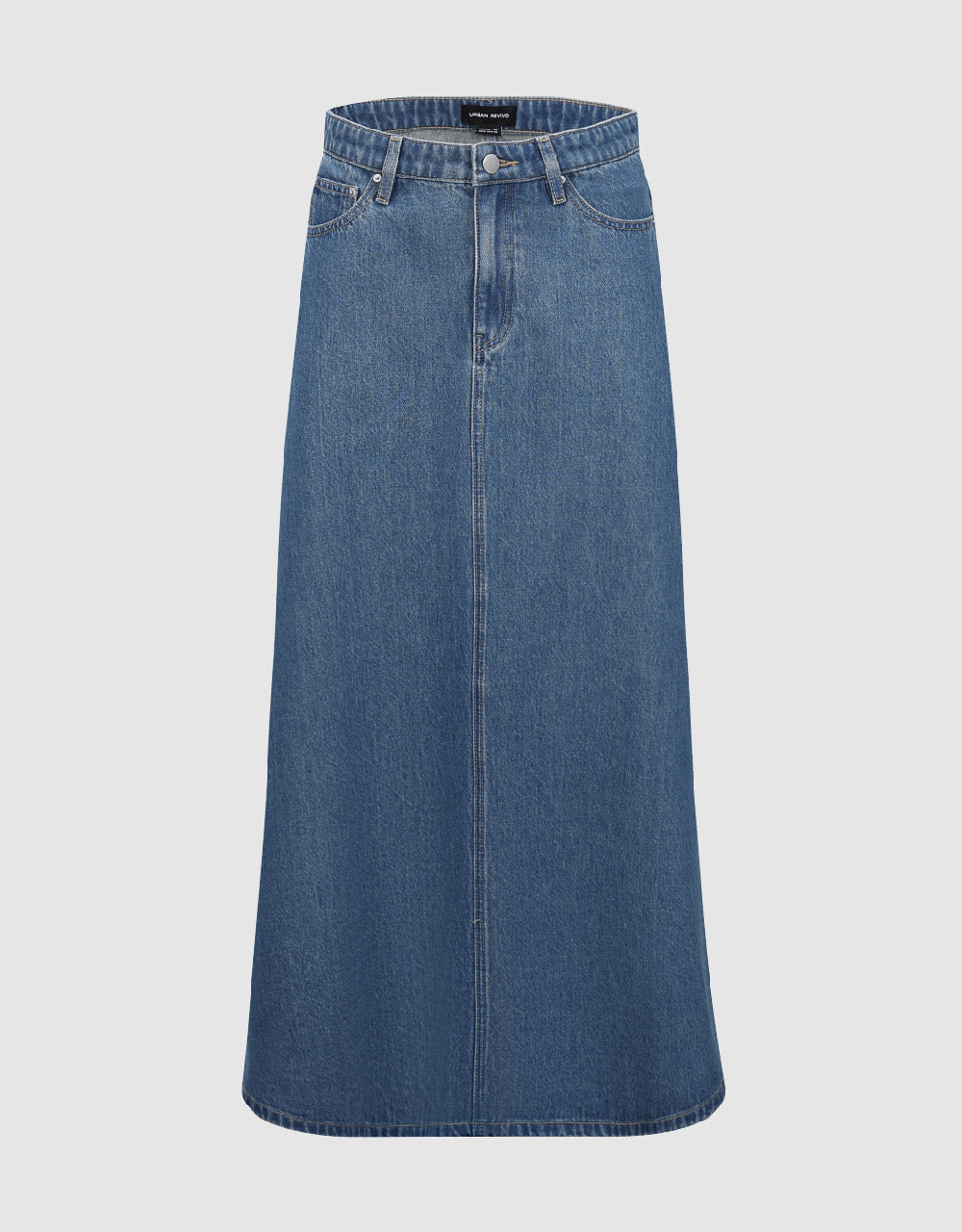 Midi A-Line Denim Skirt