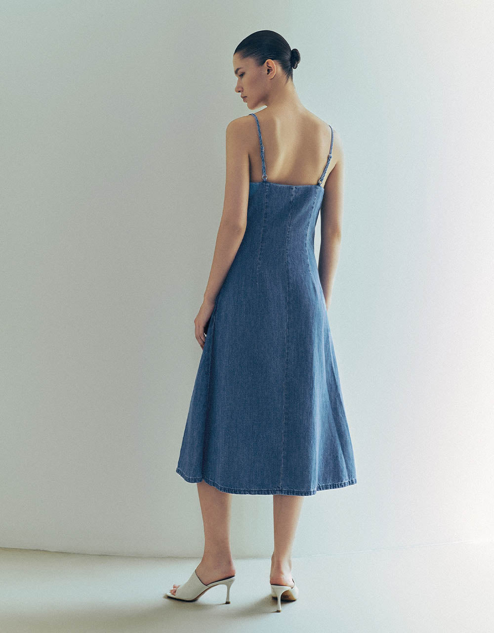 One Shoulder Denim Cami Dress