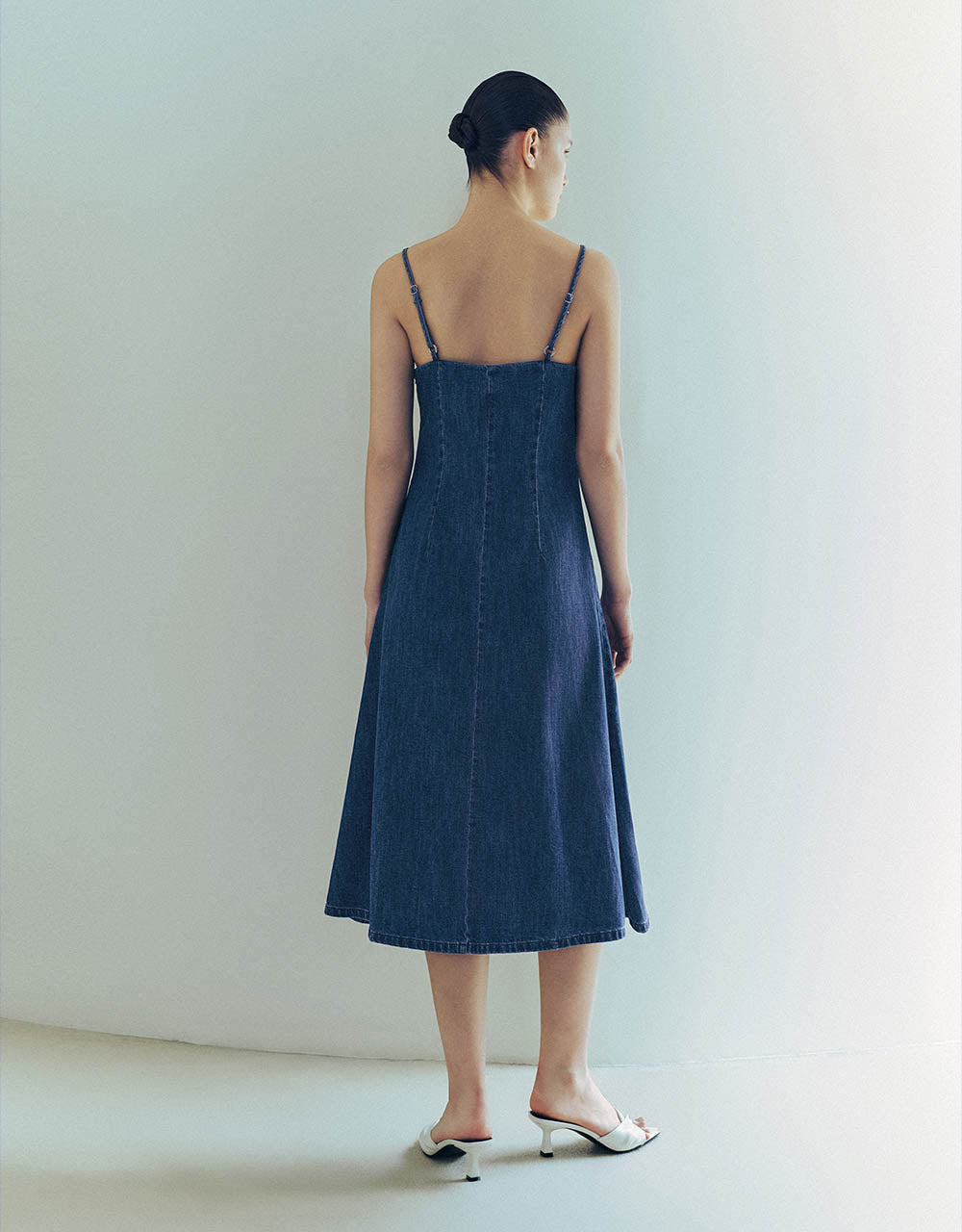 One Shoulder Denim Cami Dress