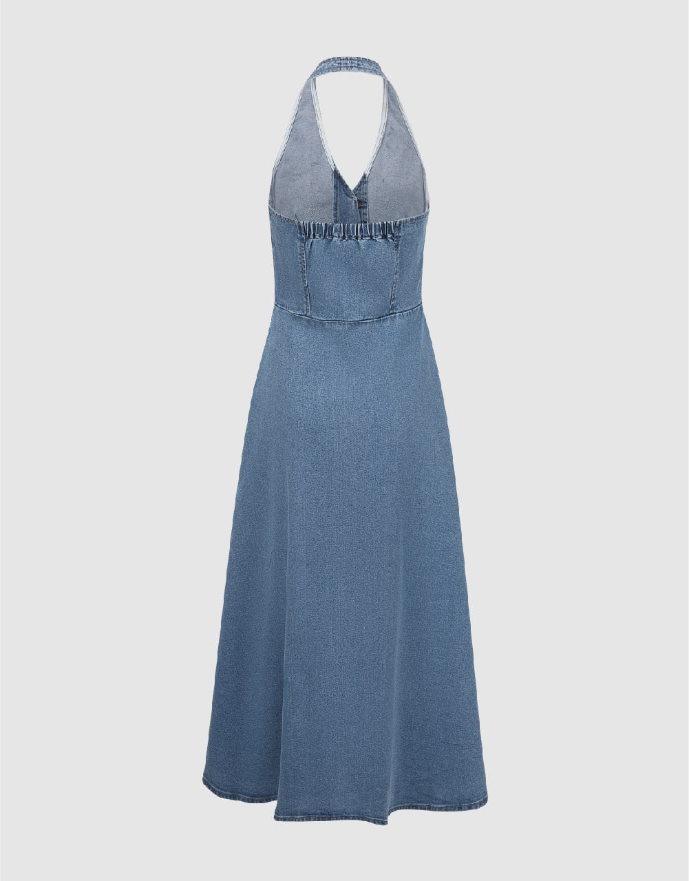 Halter Neck Sleeveless Denim Dress