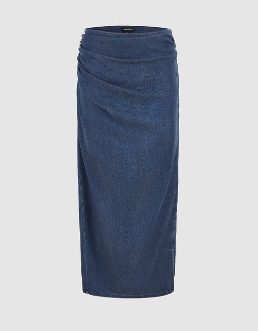 Midi Straight Denim Skirt