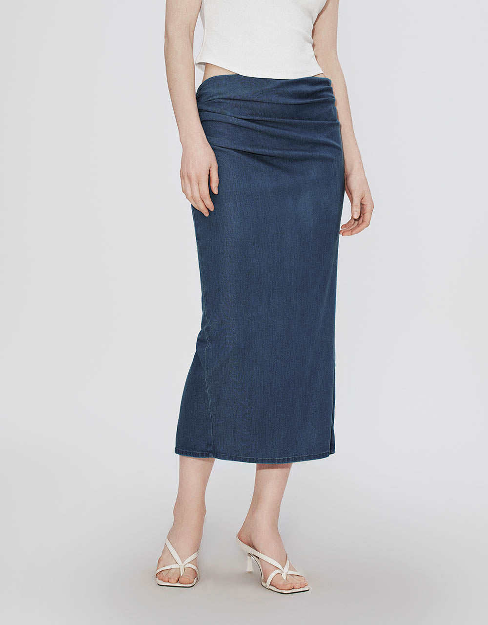 Midi Straight Denim Skirt