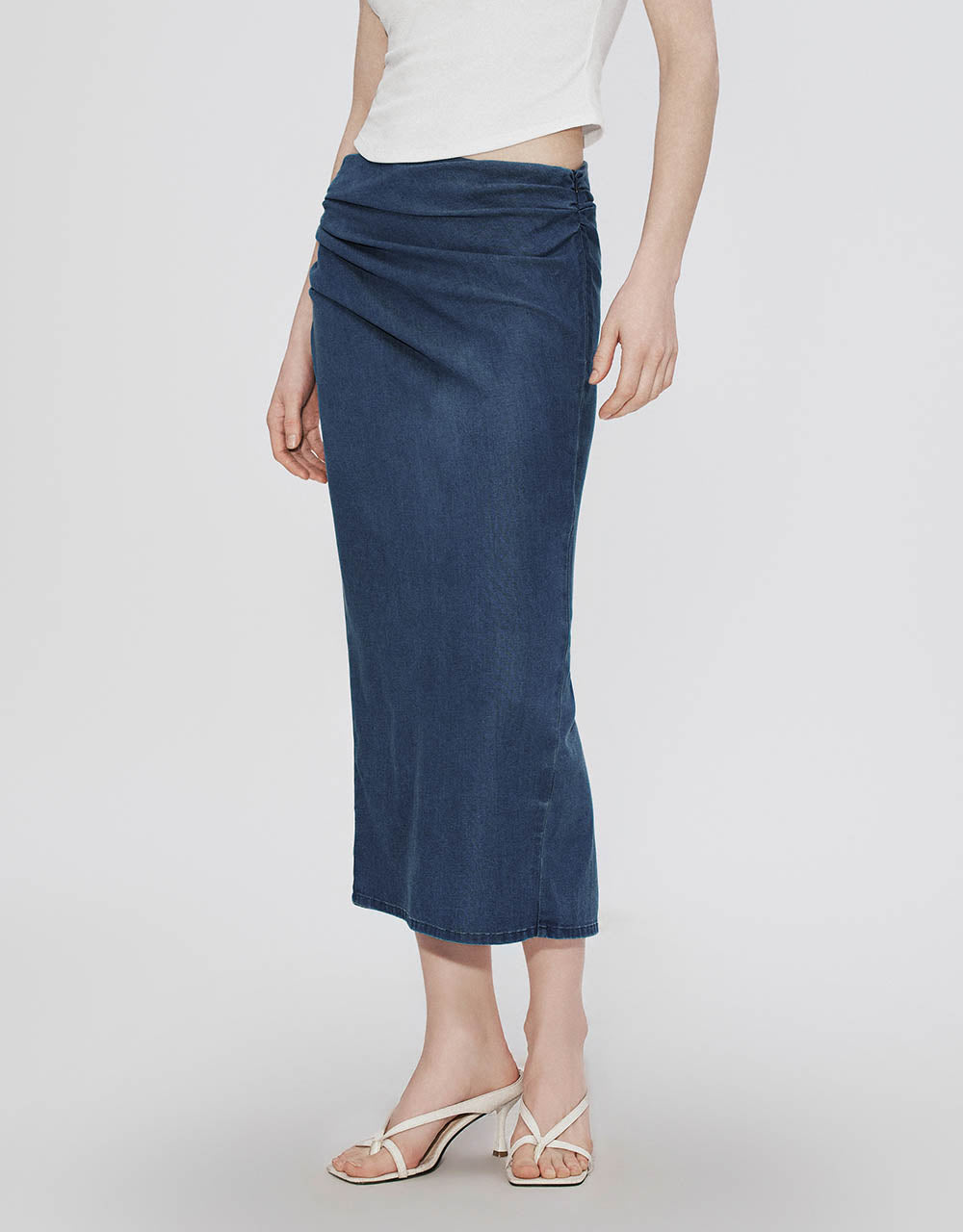 Midi Straight Denim Skirt