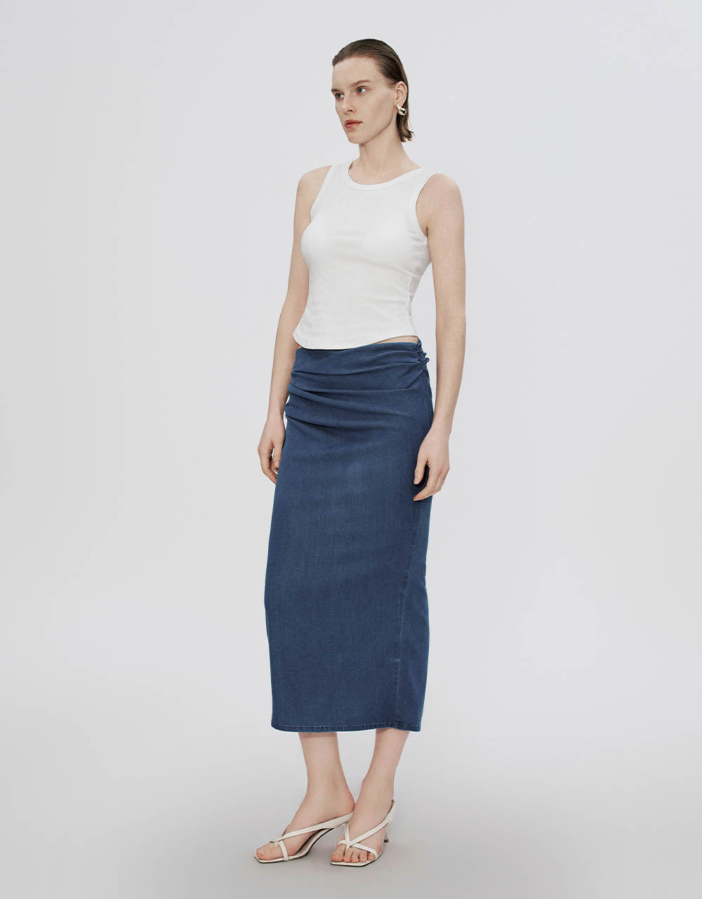 Midi Straight Denim Skirt