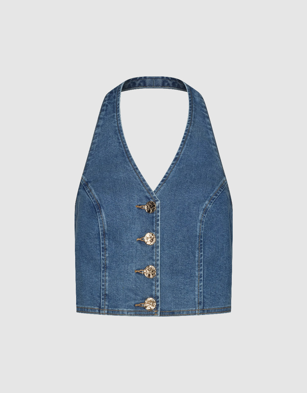 Halter Neck Denim Vest