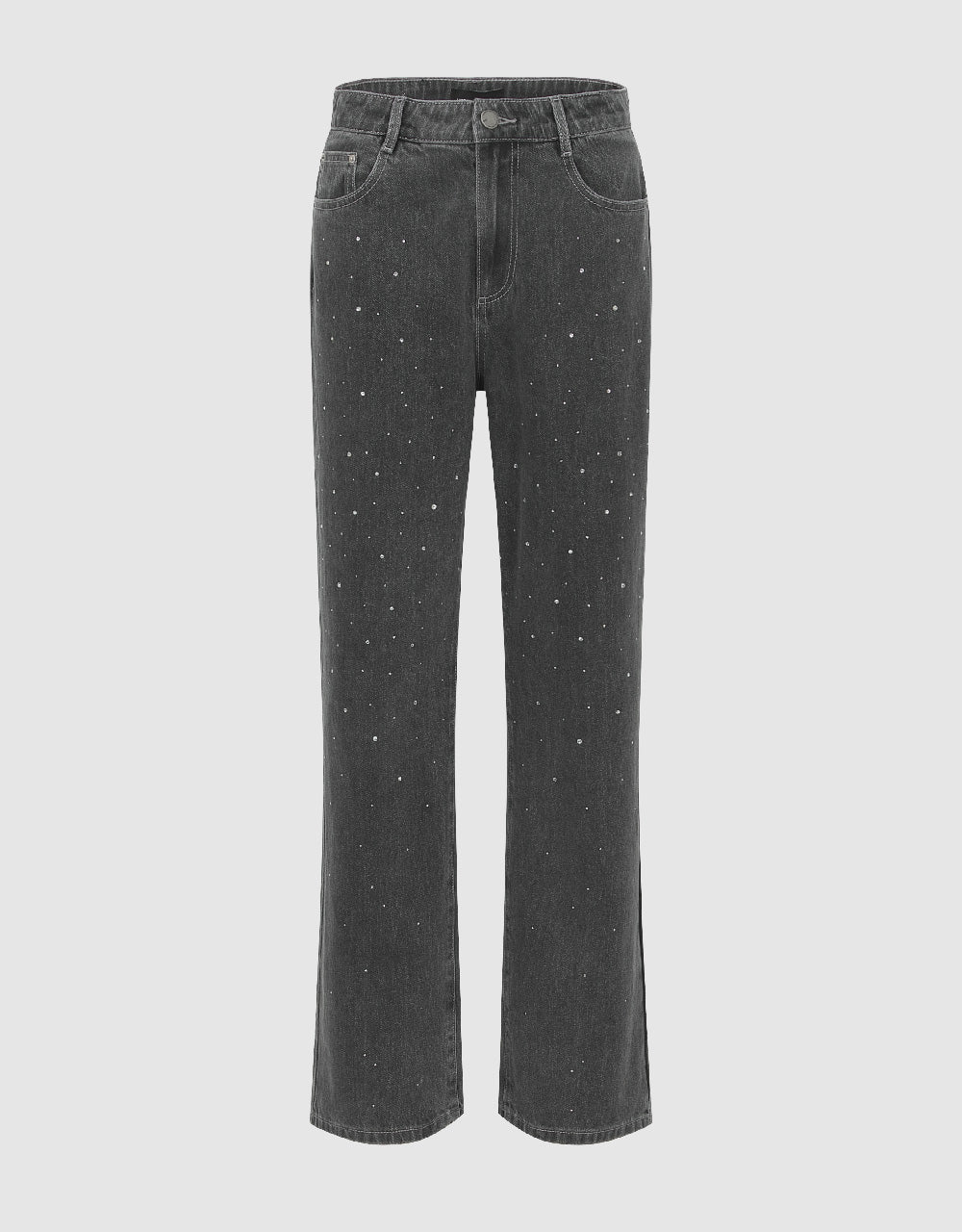 Rhinestone Décor Straight Jeans