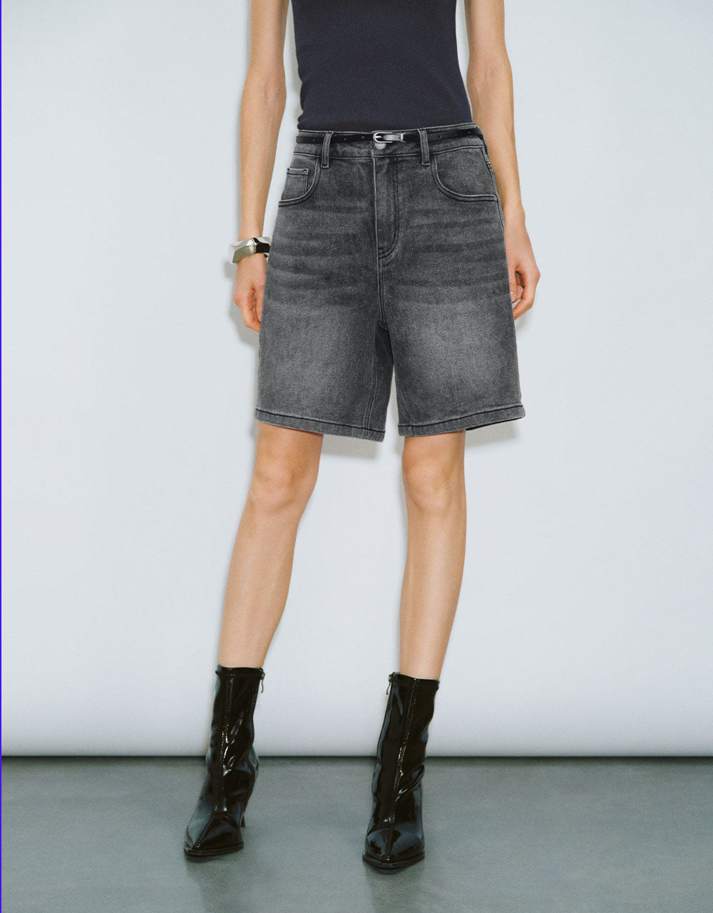 Glamor Denim Shorts With Belt