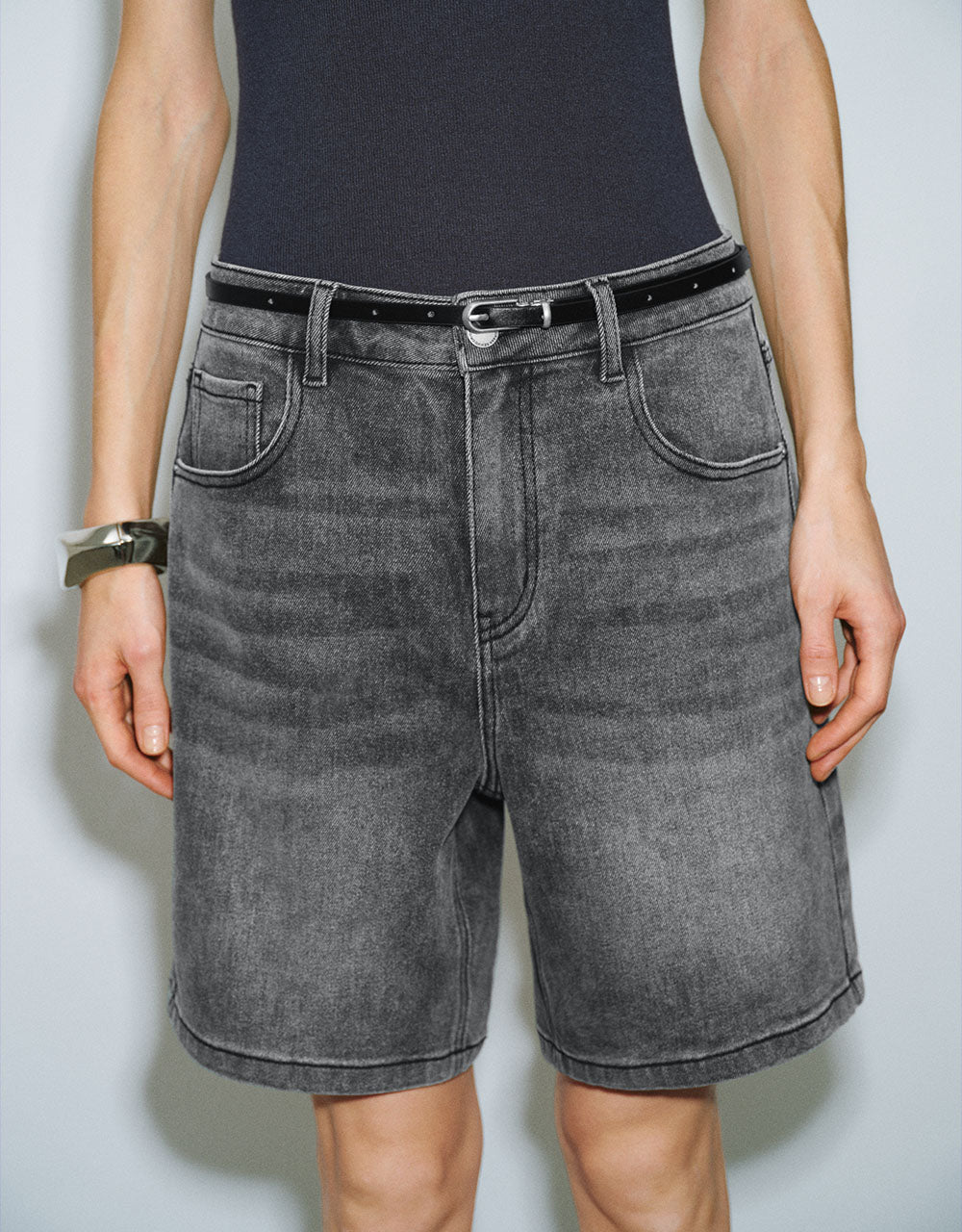 Glamor Denim Shorts With Belt