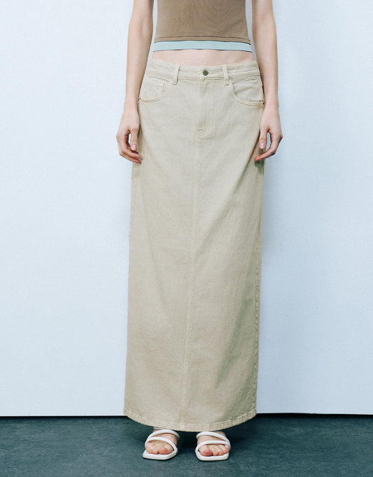 Straight Midi Denim Skirt