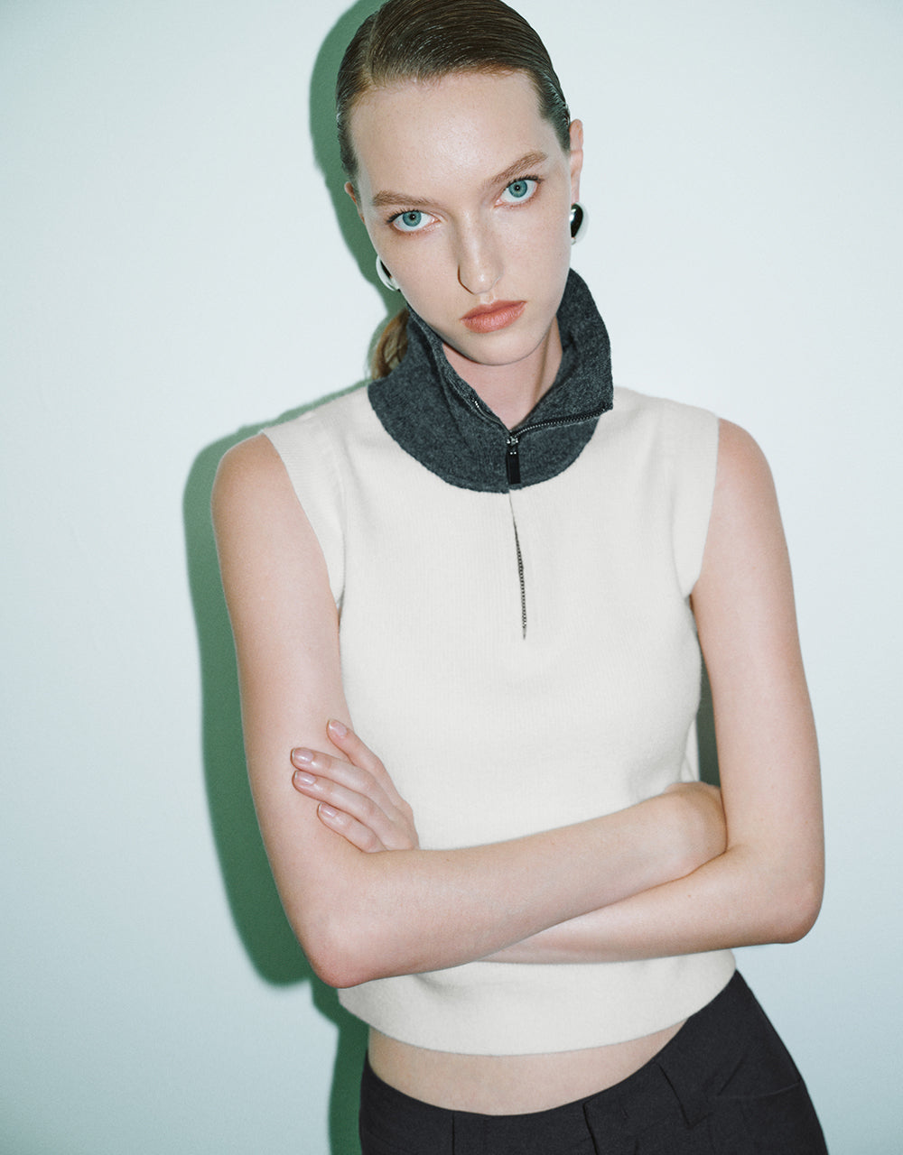 Lapel V-Neck Knitted Vest