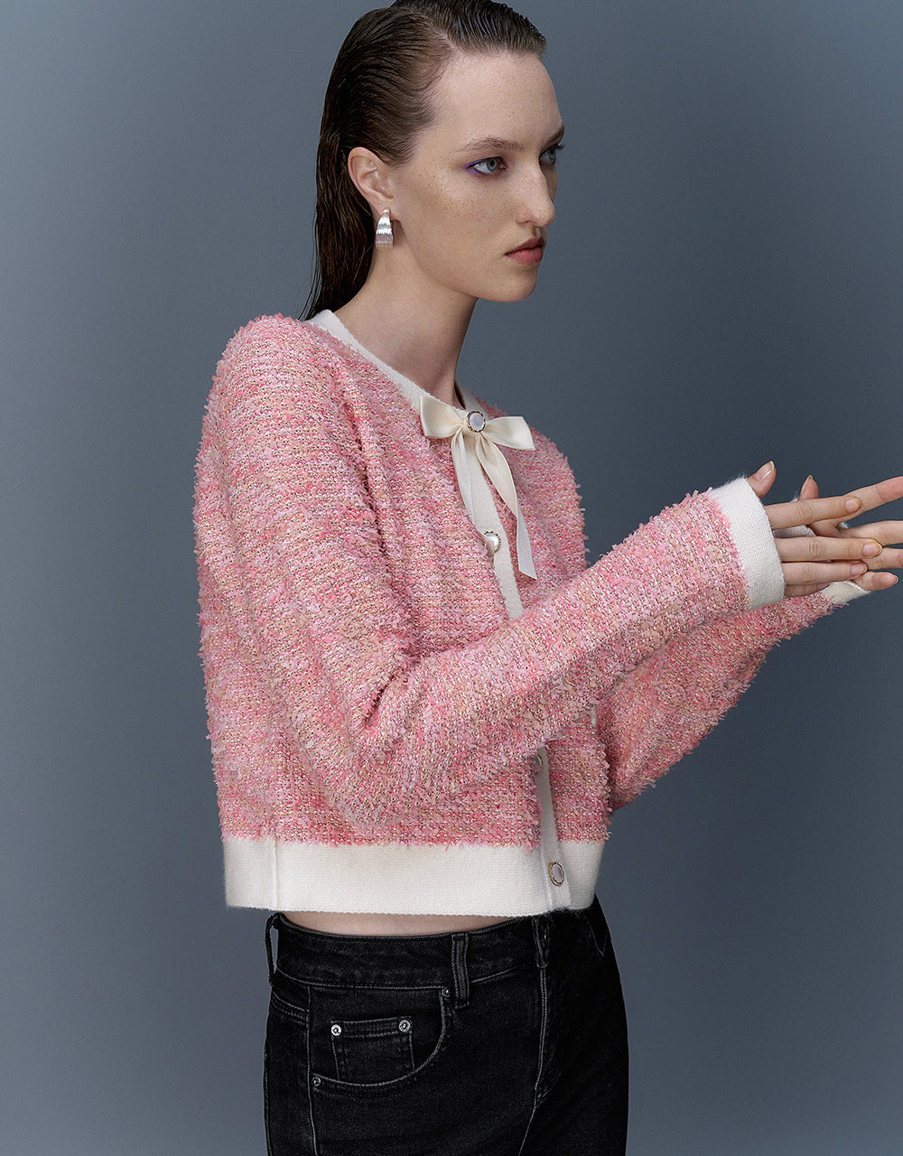 Crew Neck Knitted Cardigan