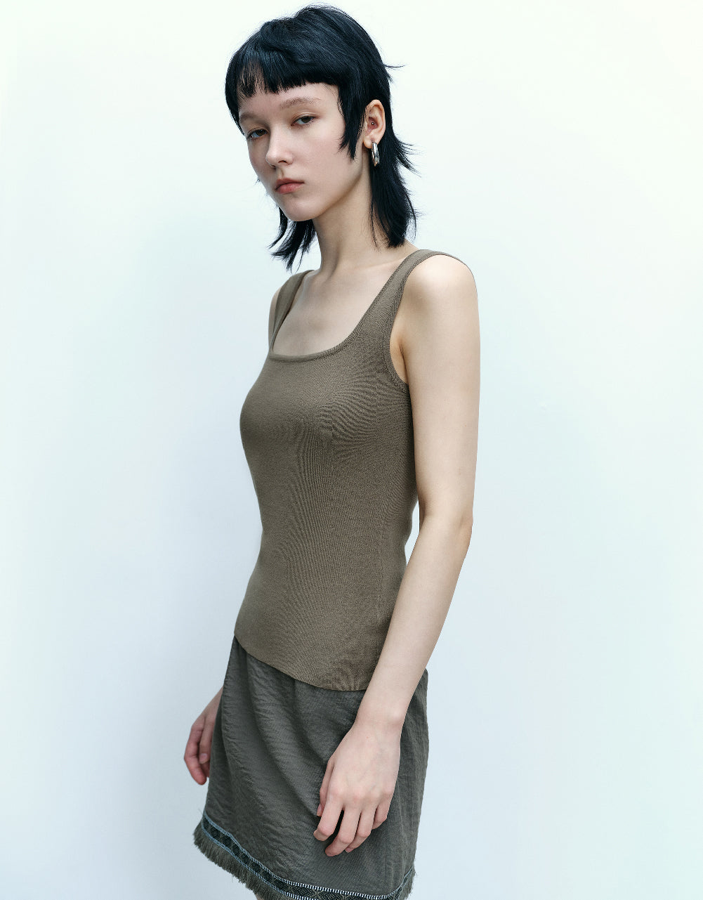 Square-cut Collar Knitted Vest