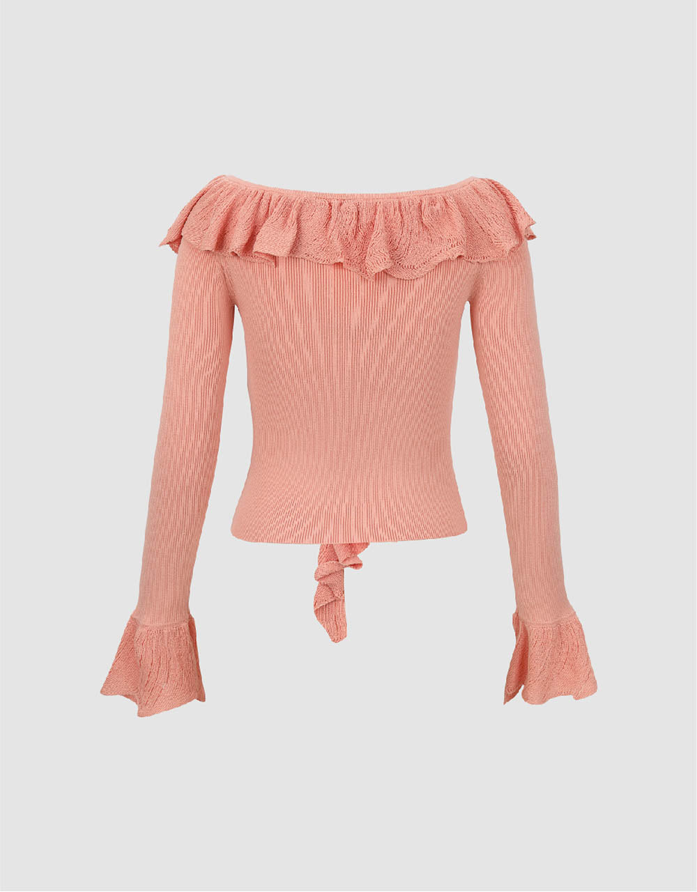 Raglan Sleeve Ruffle Knitted T-Shirt