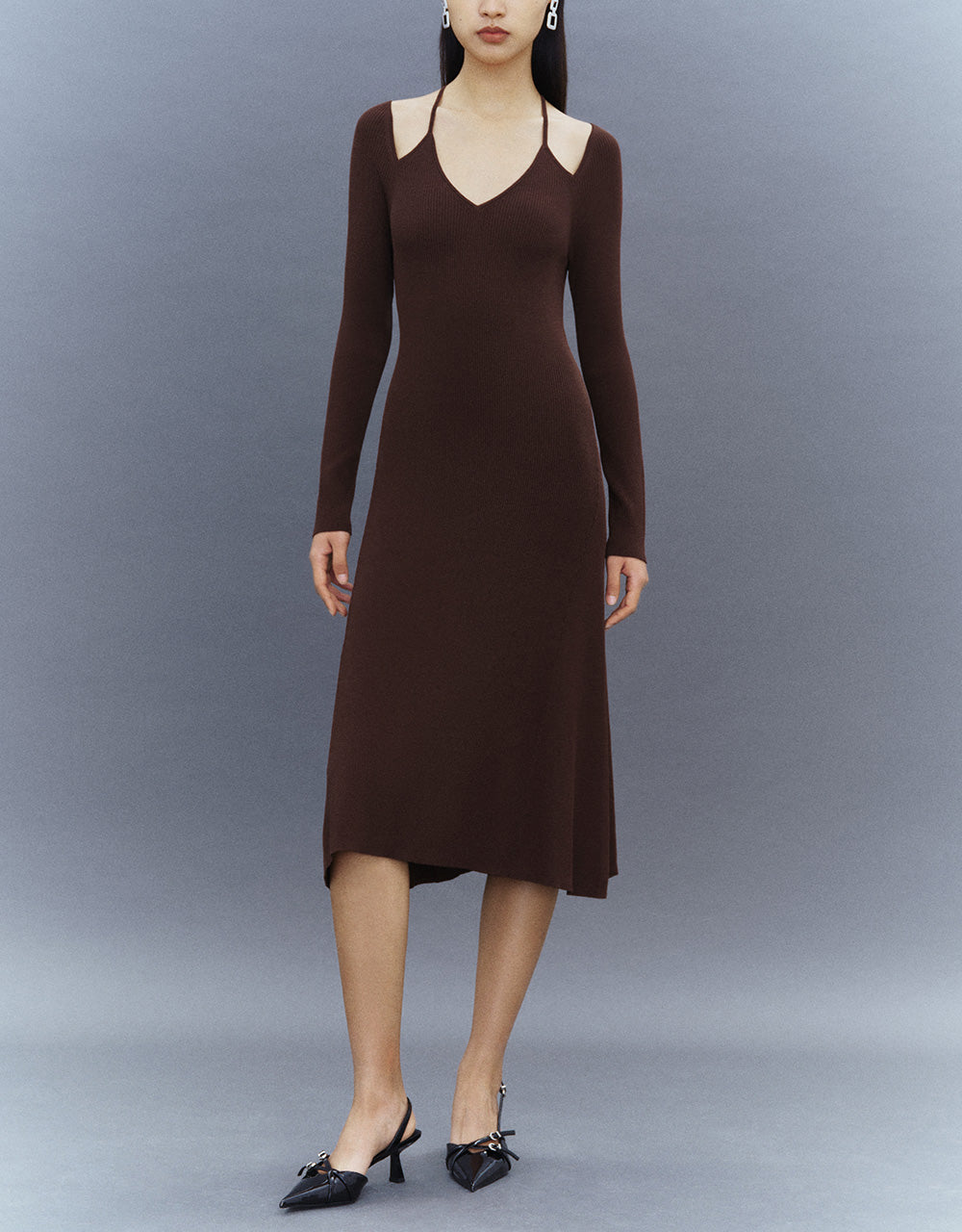 Halter Neck Skinny Knitted A-Line Dress