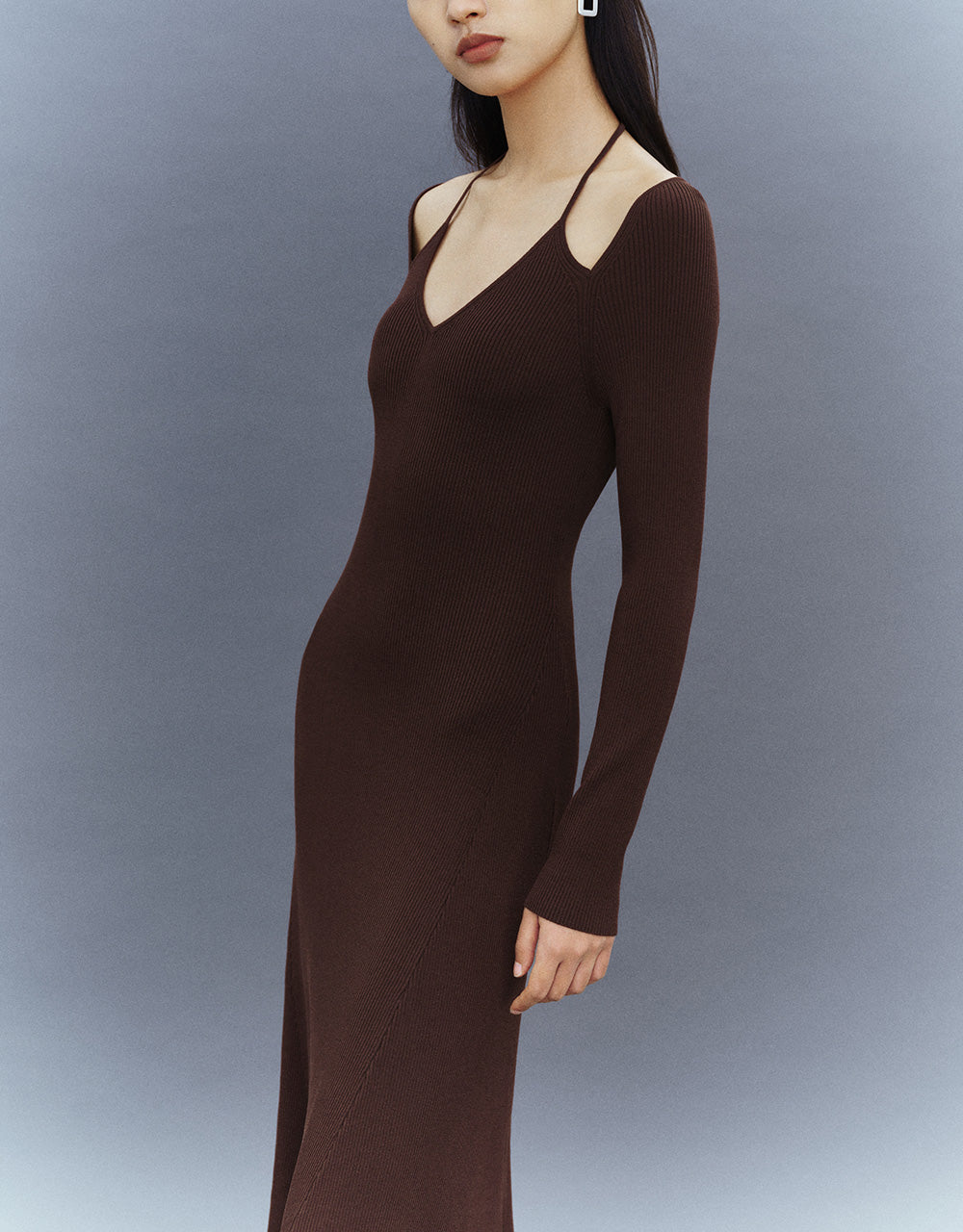 Halter Neck Skinny Knitted A-Line Dress