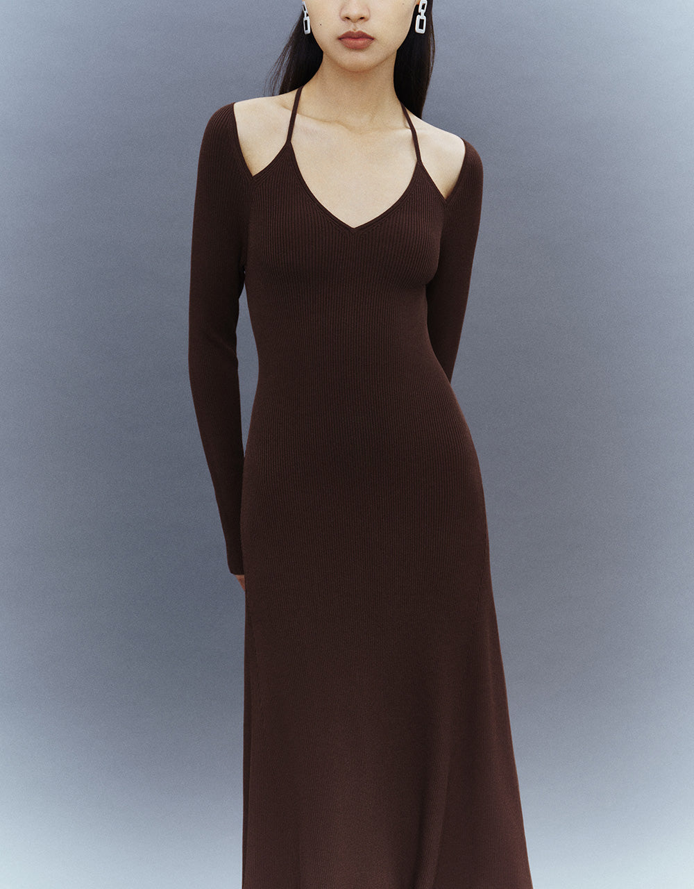 Halter Neck Skinny Knitted A-Line Dress