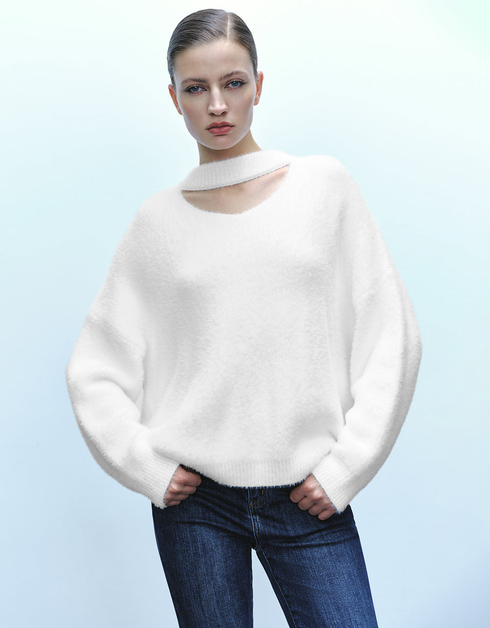 Keyhole Neck Knitted T-Shirt