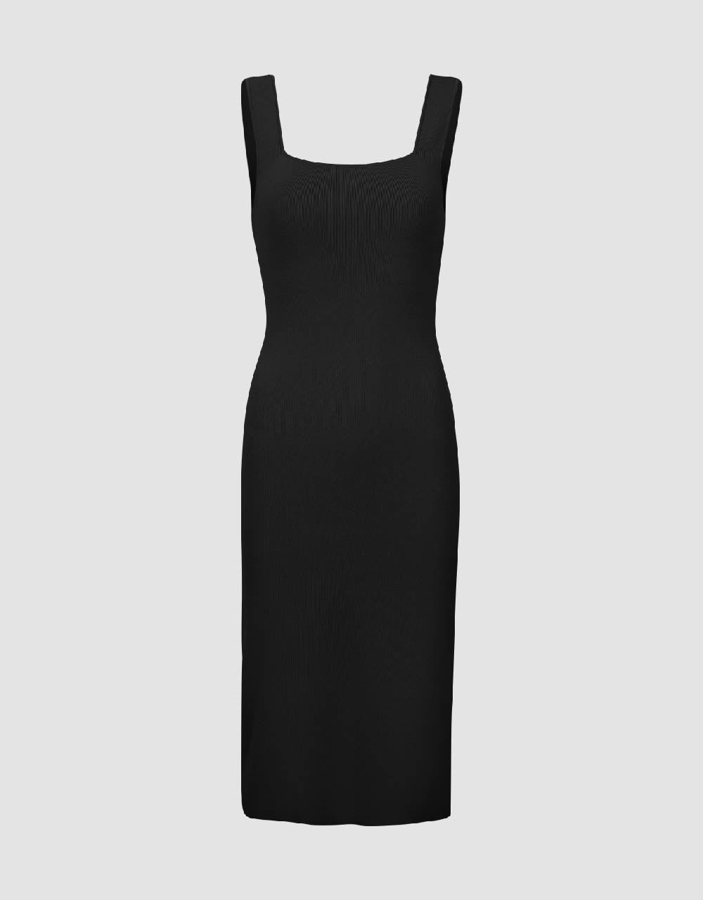 Sleeveless Square-cut Collar Knitted Dress