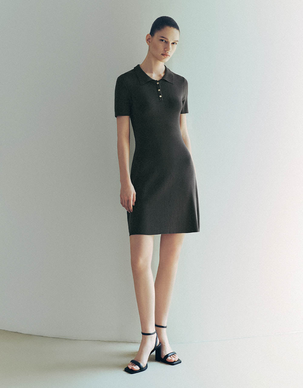 Knitted Skinny Polo Dress