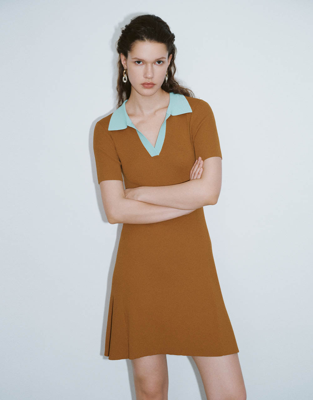 Sailor Collar Neck Knitted Dress