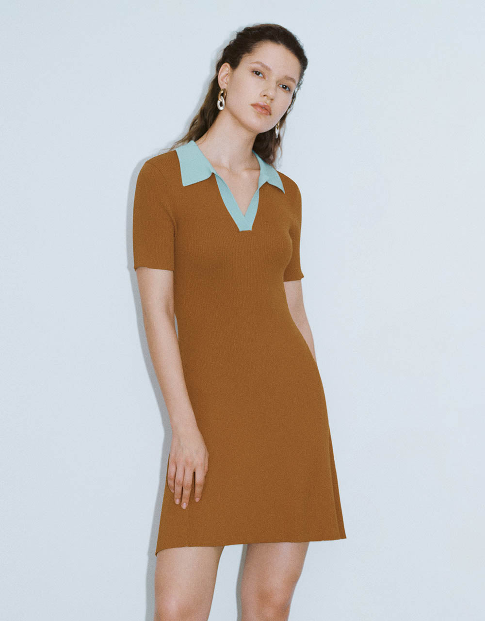 Sailor Collar Neck Knitted Dress