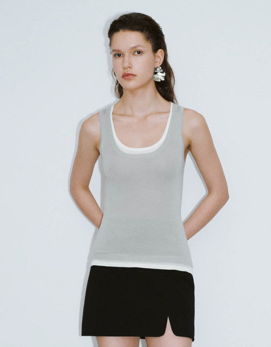 Crew Neck Knitted Tank Top