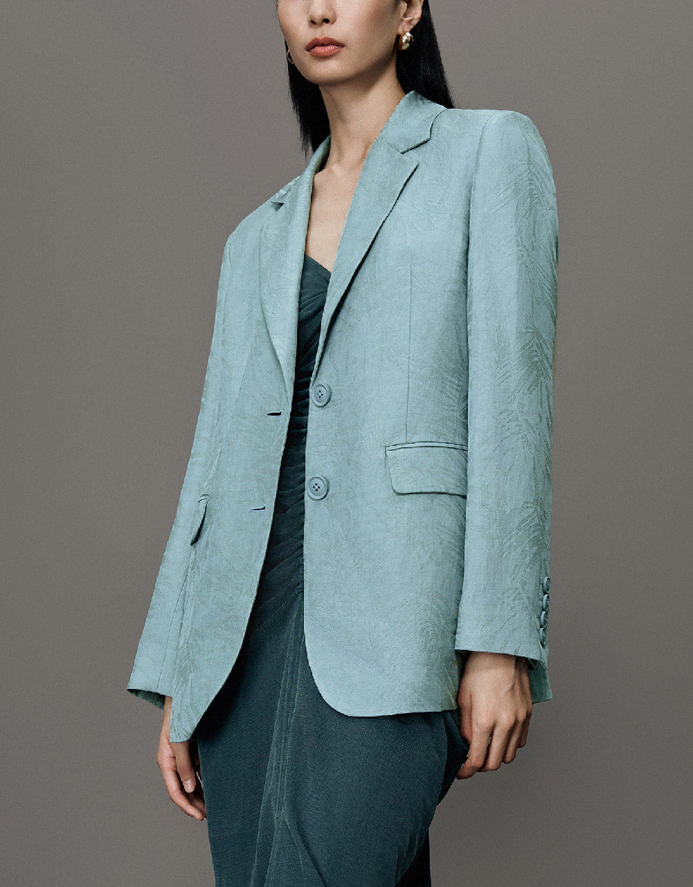 Pritned Notch Lapel Blazer