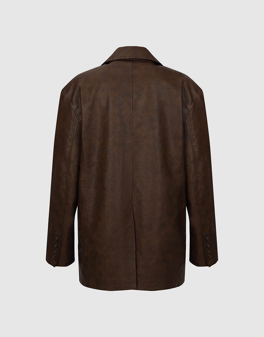 Notch Lapel Vegan Leather Tailored Blazer