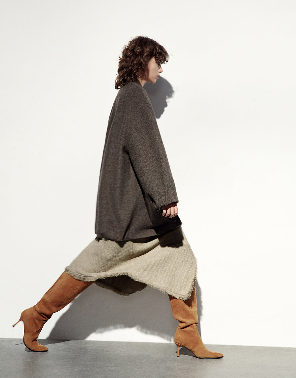 V-Neck Straight Longline Coat