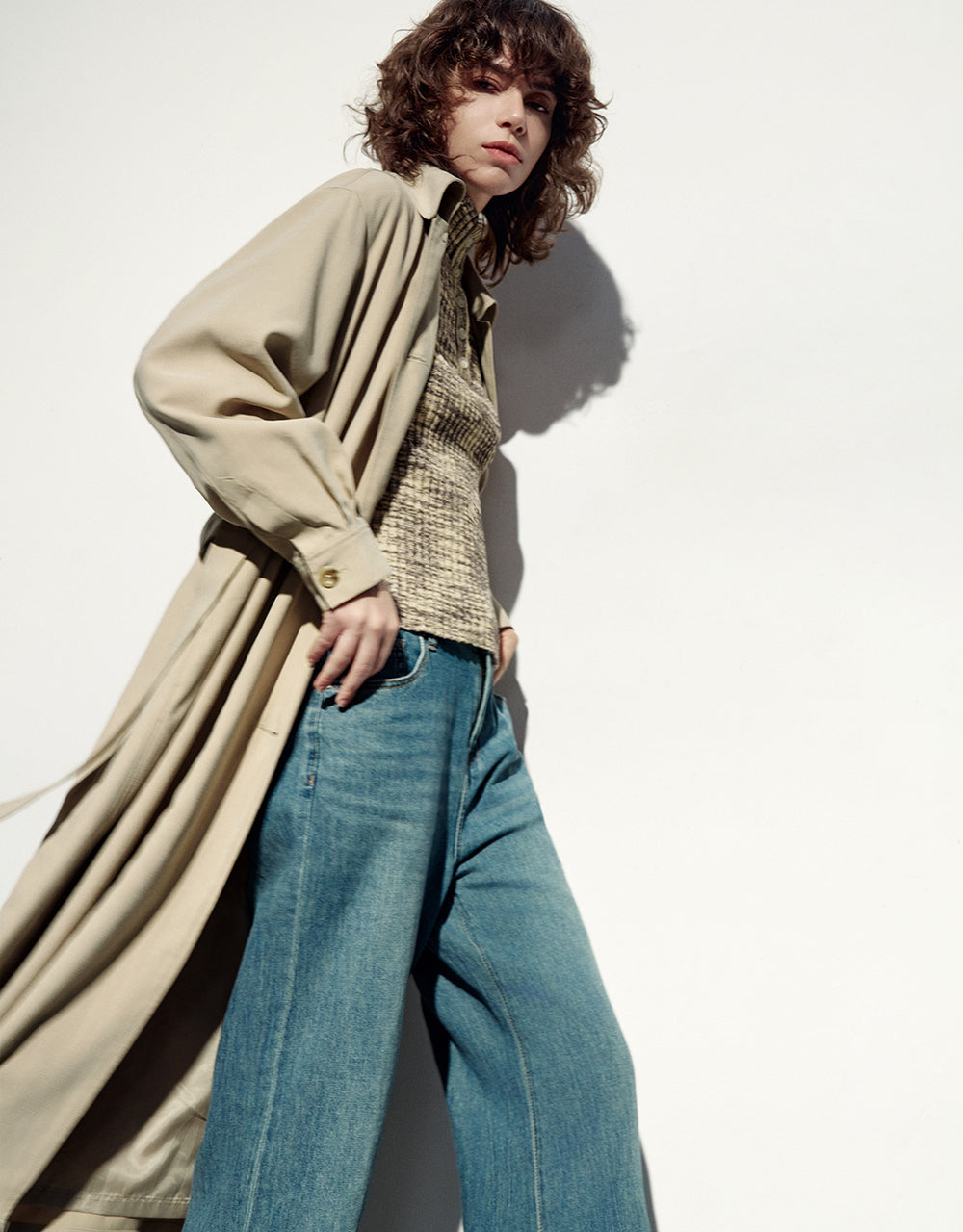 Straight Longline Coat With Belt