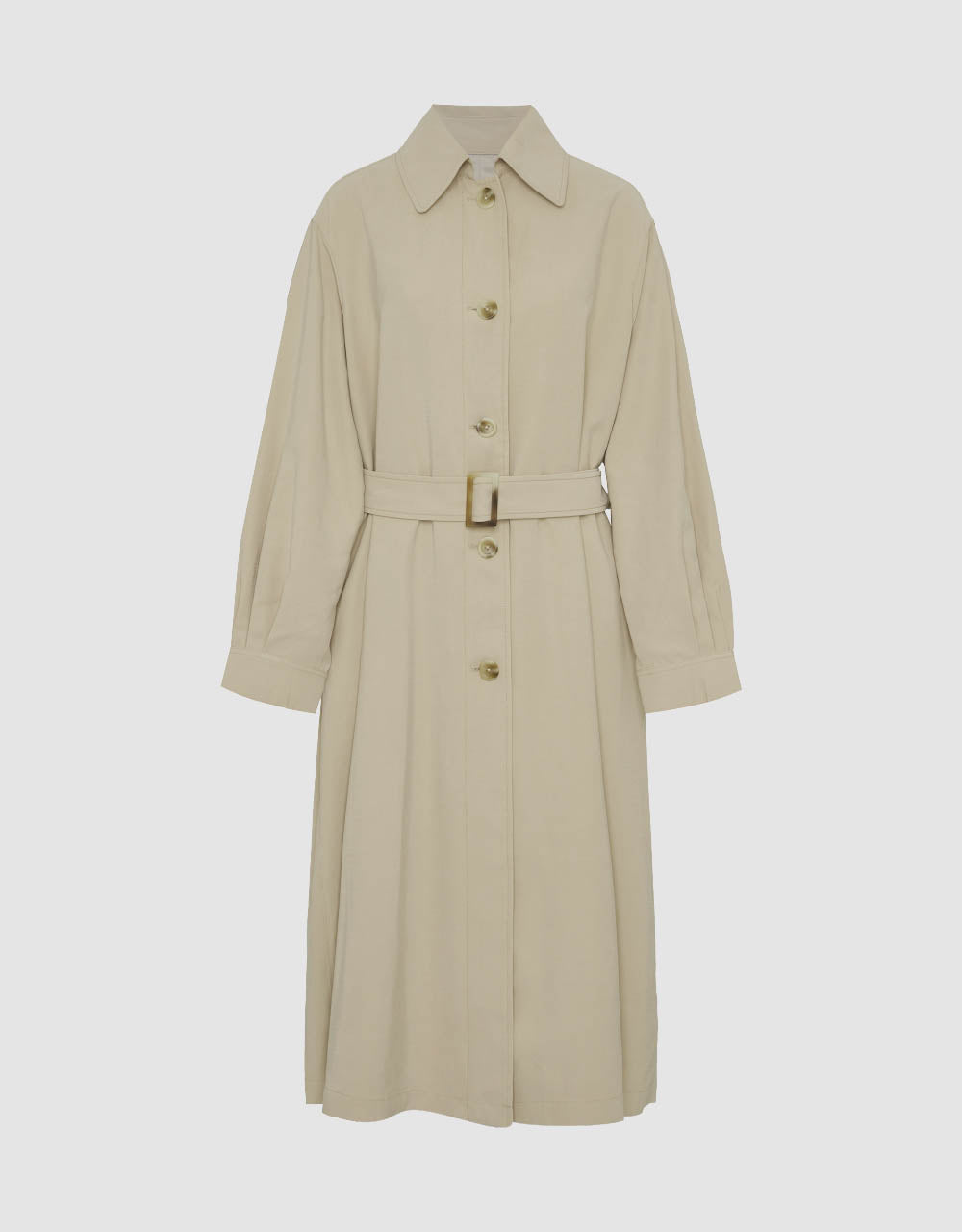 Straight Longline Coat With Belt