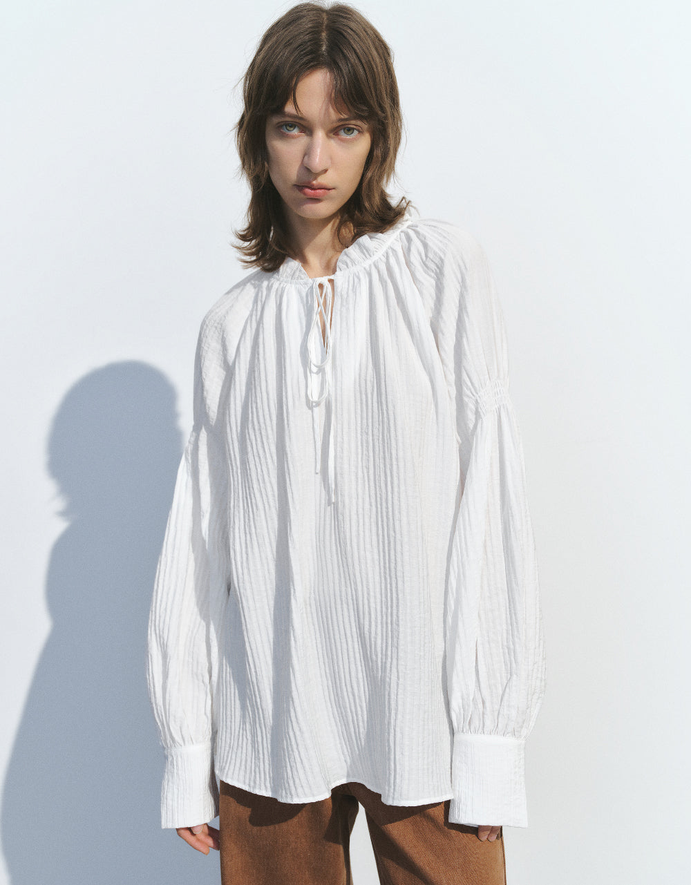 Raglan Sleeve Textured Overhead Shirt