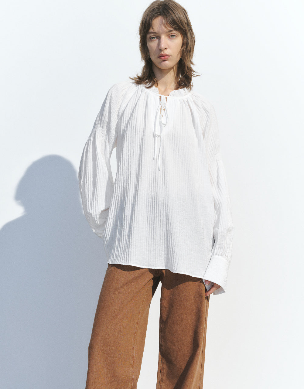 Raglan Sleeve Textured Overhead Shirt