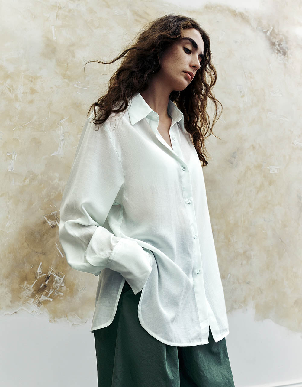 Drop Shoulder Sleeve Straight Shirt