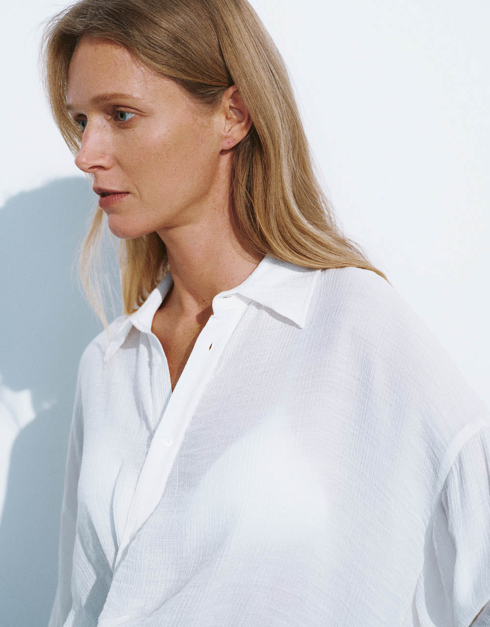 Button Half Placket Straight Overhead Shirt